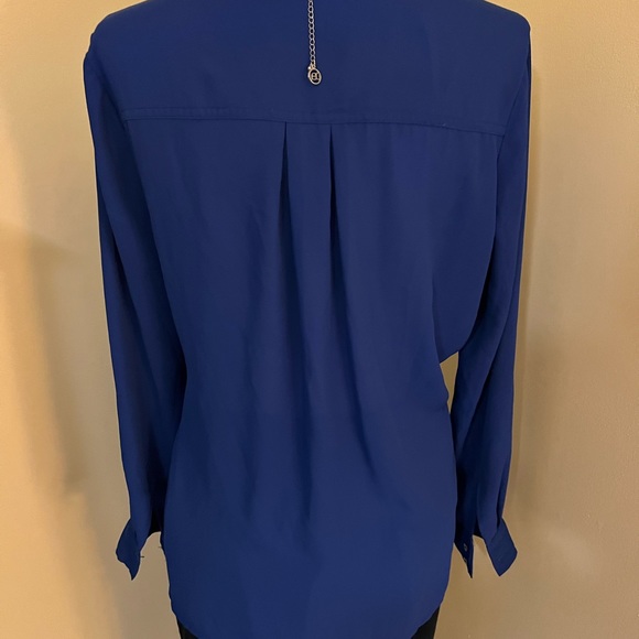 Rose and Olive royal Blue plunge, deep V blouse large - Picture 5 of 10